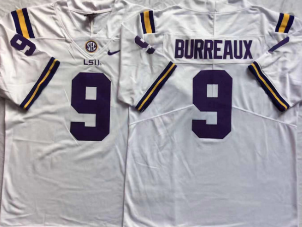 Men's LSU Tigers Joe Burrow #9 White Alumni Team Jersey